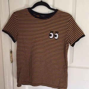 striped t-shirt with eyeball patch